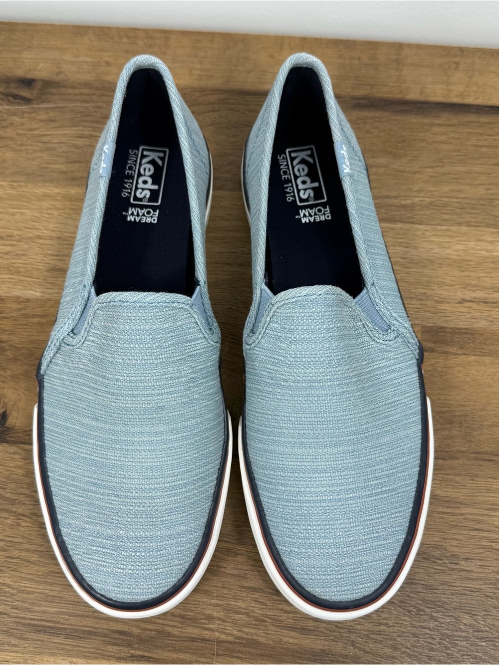 Keds Double Decker Varsity Textured Fabric Slip On Sneakers Blue Women’s 7.5 - Picture 4 of 8